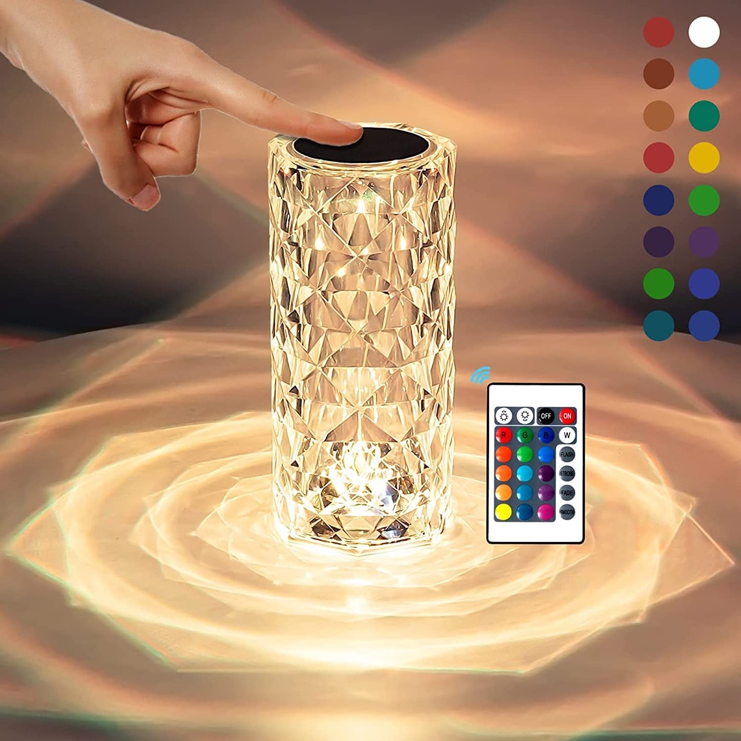 Crystal Diamond Table Lamp Dimmable Touch And Remote Control