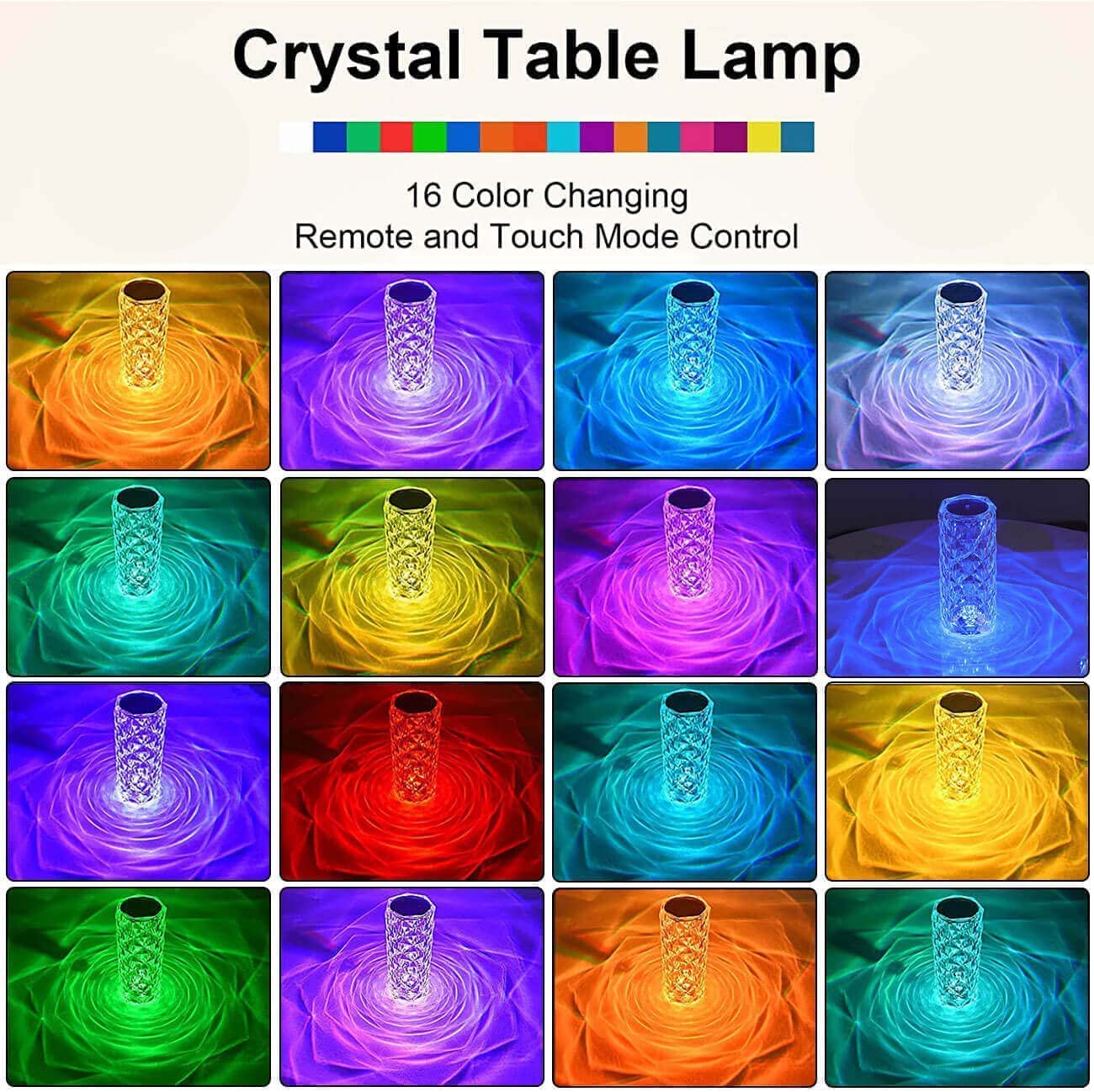 Crystal Diamond Table Lamp Dimmable Touch And Remote Control